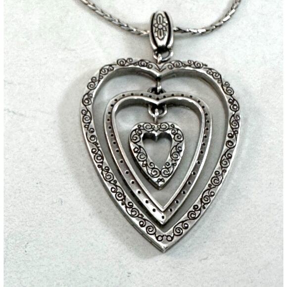 Brighton L'Amore Reversible Triple Swinging Heart Necklace NWT - Picture 1 of 8